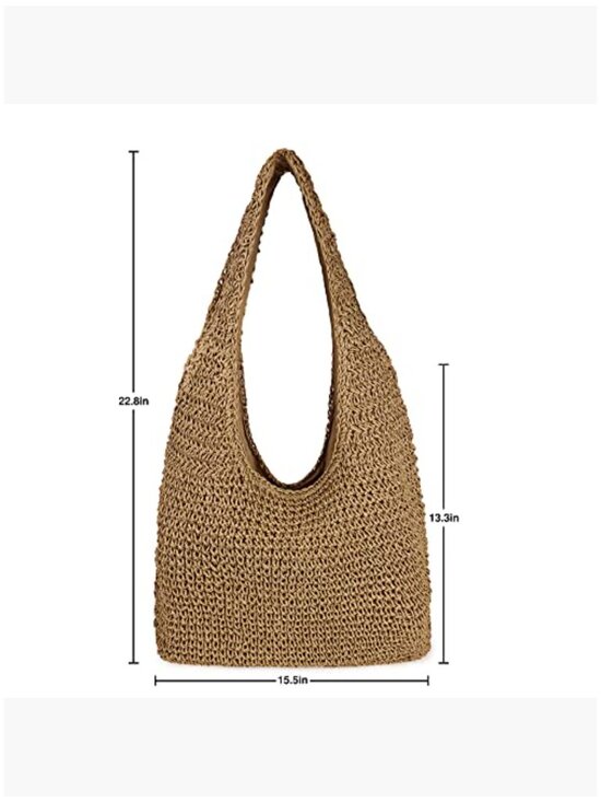 Handwoven Straw Tote Bag Large Hobo Shoulder Purse for Summer - Picture 6 of 6